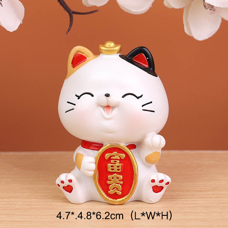 Chinese Lucky Wealth Waving Cat Gold Waving Hand Cat Home Decor Welcome Waving Cat Sculpture Statue Decor Car Ornament