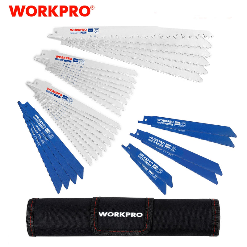 WORKPRO 32 PCS Saw Blades for Wood Metal Cutting Saw Blades Reciprocating Saw Blade Set Power Tool Accessories