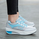 Women Vulcanized Shoes Platform Low-top Shake Shoes Mesh Heightening Casual Sneakers Light Concise Loafers Non-slip Soft Bottom