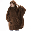Oversized Hoodie Blanket With Sleeves Sweatshirt Plaid Winter Fleece Hoody Women Pocket Female Hooded Sweat Oversize Femme