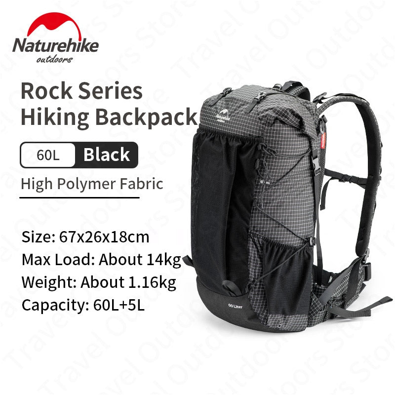 Naturehike Outdoor Bag 60L Mochila de escalada impermeable Bolsa de deporte de alta capacidad Hombres / Mujeres Mochila de viaje de senderismo ultraligera