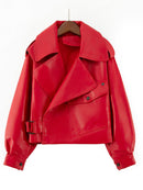 Ailegogo New Arrival Winter Autumn 2022 Women's Leather Wallet Campera Chaqueta Cuero Mujer Modis Coat Women Veste Cuir De Couro