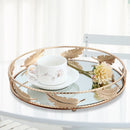 PEANDIM Minimalist Round Mirror Tray Desktop Cosmetics Jewelry Storage Tray Wedding Party Display Living Room Household Dessert