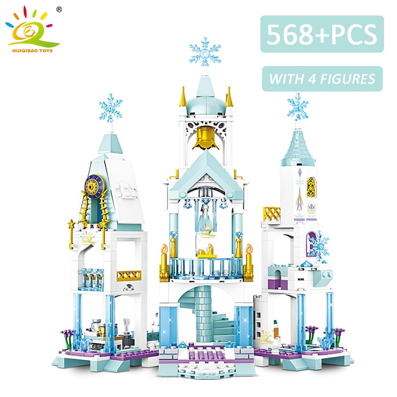 HUIQIBAO amigos Castillo de hielo princesa reina bloques de construcción conjunto de ladrillos modulares para niñas casa Palacio niños juguetes de construcción