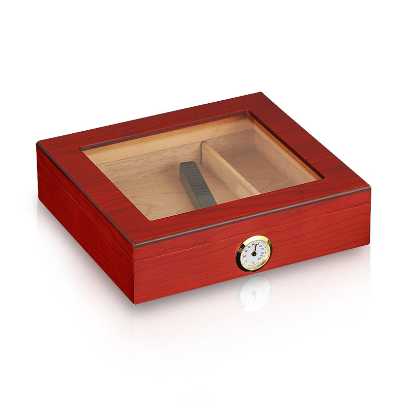 Caja de cigarros humidificador de viaje de madera de cedro, caja de cigarros portátil con humidificador higrómetro, caja de humidificador de cigarros para cigarros