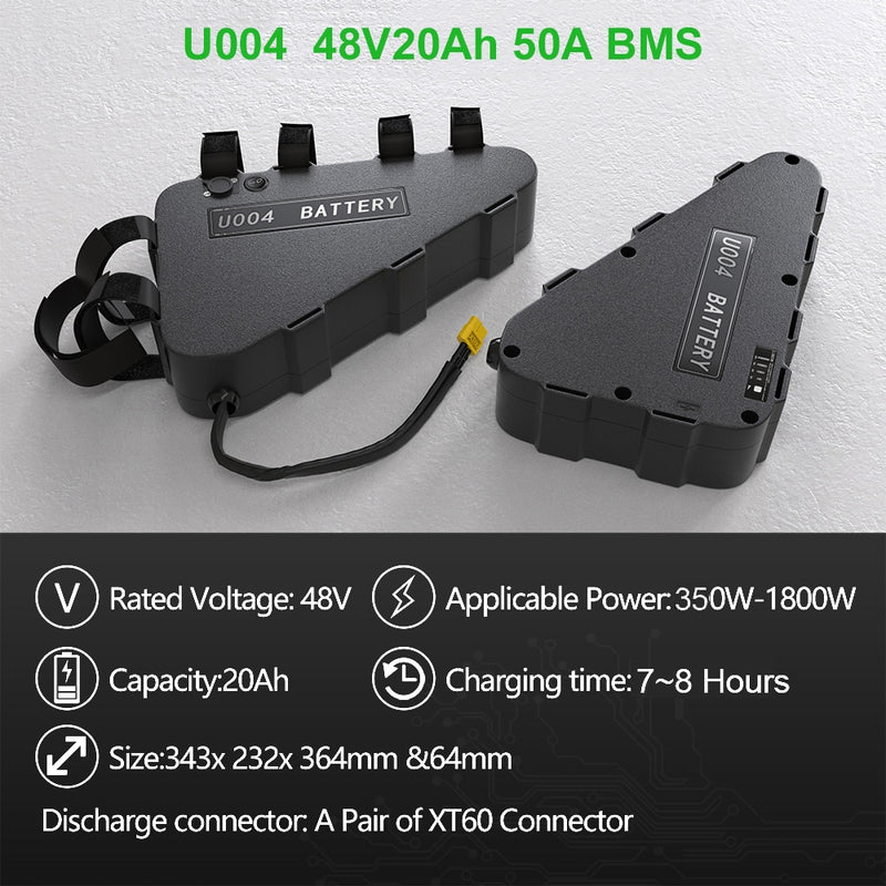 Batería LG Tesla EBike 21700 18650 paquete de batería triangular 36V 48V 52V 20Ah 24Ah 28.8Ah para Motor de 750W 500W 1000W 2000W