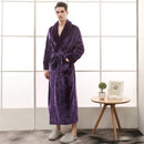 Men Long Thick Warm Flannel Bath Robe Plus Size Women Robes Coral Fleece Bathrobe for Winter Dressing Gown Male Kimono Sleepwear