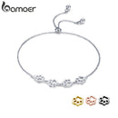 Bamoer Genuine 925 Sterling Silver Cute Pet Footprints Bracelet Cat Paw Adjustable Chain Bracelet for Women Birthday Gift SCB096