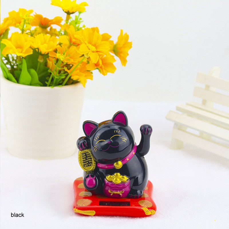 Chinese Lucky Wealth Waving Cat Gold Waving Hand Cat Home Decor Welcome Waving Cat Sculpture Statue Decor Car Ornament