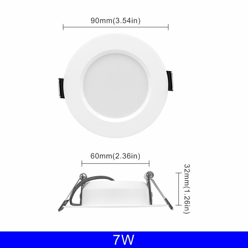 10 unids/lote de luz descendente Led de 3W, 5W, 7W, 9W, 12W, 15W, 220V, luz de techo empotrada, Panel Led redondo de 3/4/5 pulgadas, iluminación de foco descendente