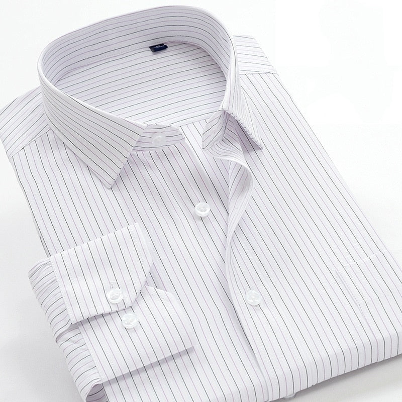 SHAN BAO, camisa de manga larga informal de negocios a rayas clásica para hombre, ropa de marca, camisa holgada elegante para fiesta de boda para caballero