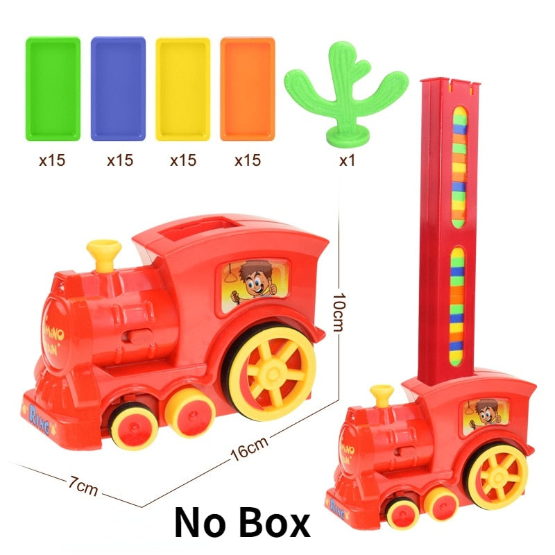 Juego de coches de tren de dominó para niños, luz de sonido, colocación automática de dominó, bloques de dominó coloridos, juego educativo, juguete para regalo DIY