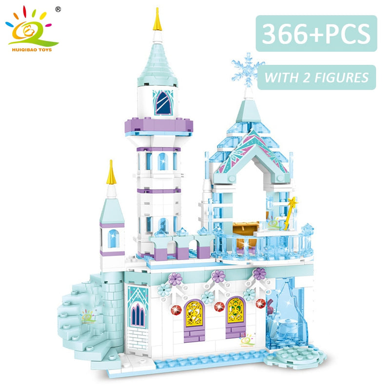 HUIQIBAO amigos Castillo de hielo princesa reina bloques de construcción conjunto de ladrillos modulares para niñas casa Palacio niños juguetes de construcción