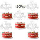 50Pcs Happy Birthday Cake Toppers Glitter Cardstock Baby Shower Kids Party Favors Decorations Cake Decoration Supplies