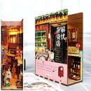 Cutebee DIY Bücherecke Miniaturen Regaleinsatz Buchstütze Puppenhaus Modell Roombox Bausatz Holz Bücherregal Spielzeug Geschenke 3D Haus