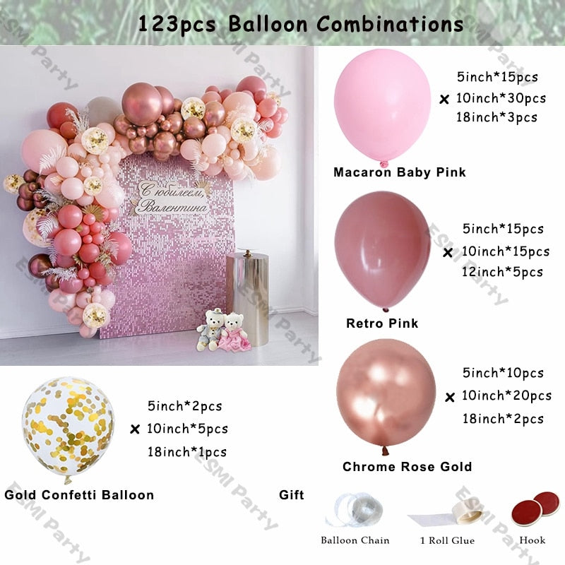 Doubled Dust Pink Boho Wedding Engagement Decoration Chrome Rose Gold Nude Balloons Garland Ballon Arch Global Birthday Decor