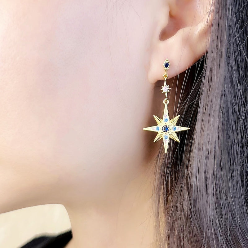 Pendientes de gota de estrella y luna de la realeza, buena joyería de moda bohemia mágica de Europa para mujer, regalo de verano en plata de ley 925