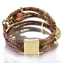 ALLYES Mulltilayer Snake Pulseras de cuero genuino para mujeres Peace Charm Animals Pattern Crystal Wrap Bracelet Joyería femenina