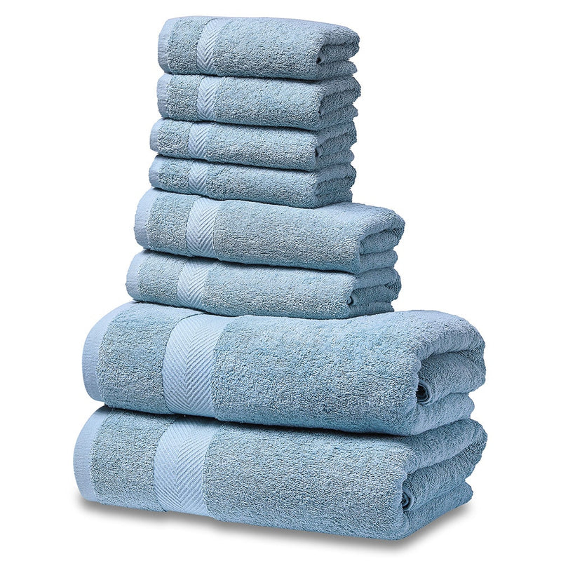 SEMAXE Luxury Bath Towel Set,2 Large Bath Towels,2 Hand Towels,4 Washcloths. Cotton Highly Absorbent Bathroom Towels (Pack of 8)