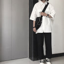 EBAIHUI 2021, camisa de manga corta para mujer, camisa blanca básica con cuello vuelto para adolescentes, blusa holgada para estudiante de gran tamaño para mujer