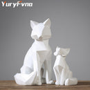 YuryFvna Simple White Modern Abstract Sculpture Fashion Geometric Fox Statue Desktop Ornaments Creative Gift