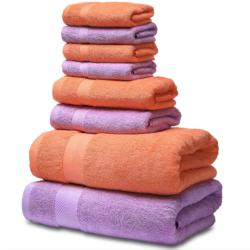 SEMAXE Luxury Bath Towel Set,2 Large Bath Towels,2 Hand Towels,4 Washcloths. Cotton Highly Absorbent Bathroom Towels (Pack of 8)