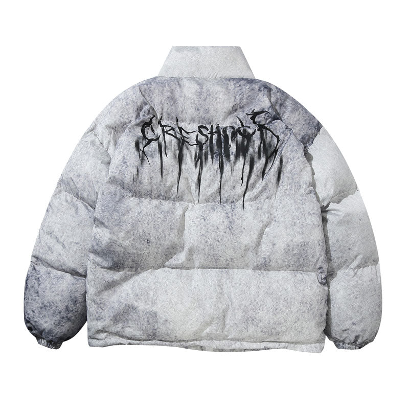 GONTHWID Graffiti Ink Tie Dye Print Cotton Padded Puffer Parka Jackets Streetwear Hip Hop Winter Casual Punk Rock Parkas Hipster