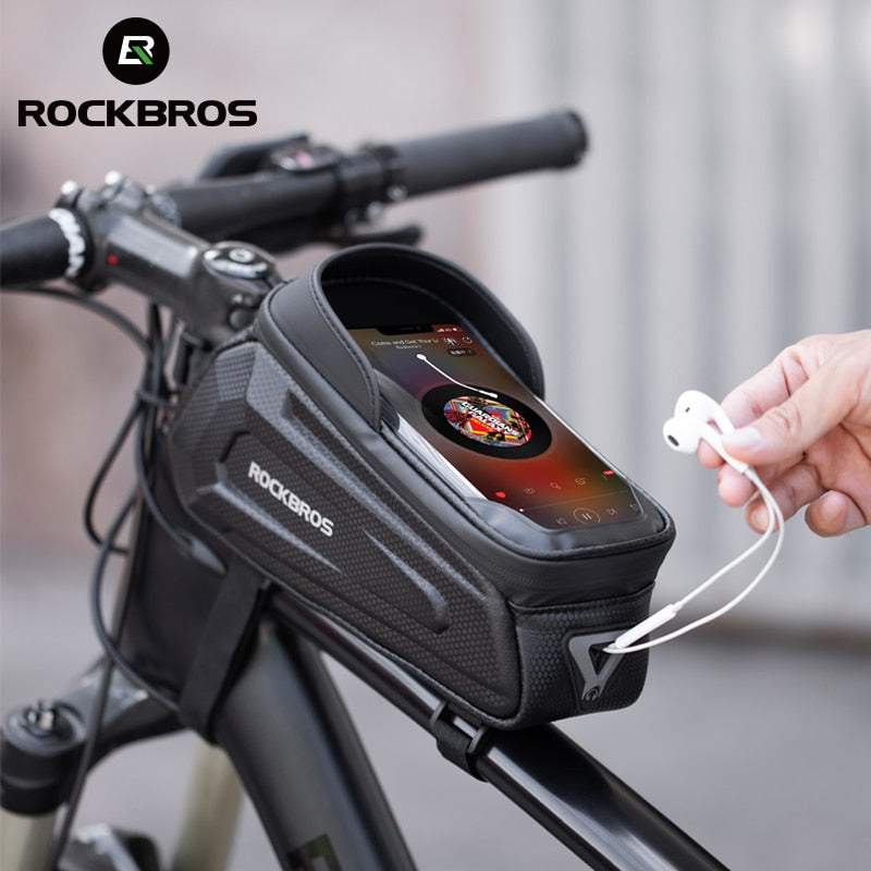 Bolsa de bicicleta ROCKBROS impermeable pantalla táctil bolsa de ciclismo marco de tubo frontal superior MTB bolsa de bicicleta de carretera 6,5 ​​funda de teléfono accesorios de bicicleta