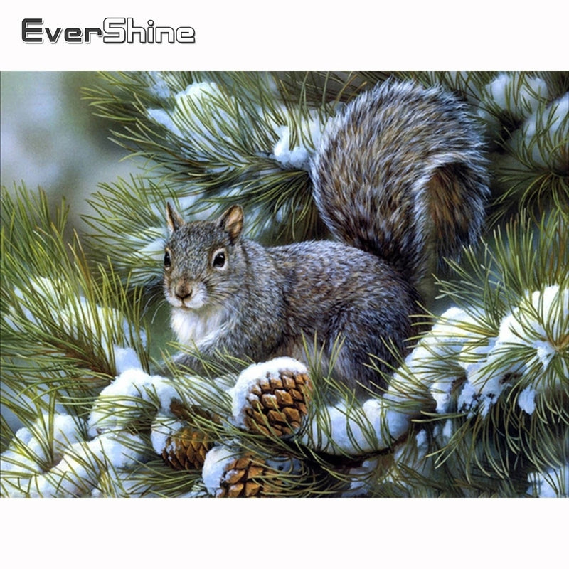 Evershine 5D Diamond Painting Animals Squirrel Diamond Embroidery Full Square Diamond Mosaic Cross Stitch Landscape Home Decor