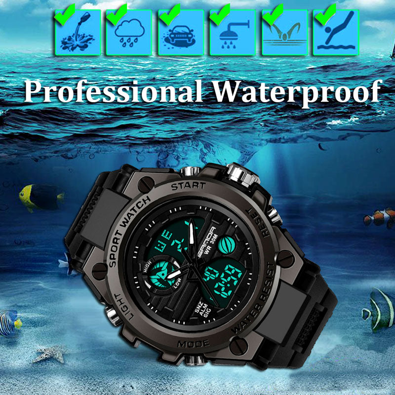 SANDA Brand Wrist Watch Men Watches Military Army Sport Style Wristwatch Dual Display Male Watch For Men Clock Waterproof Hours