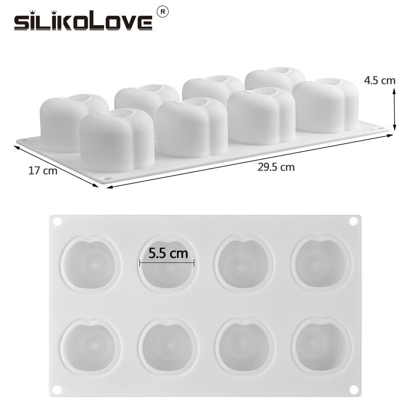 SILIKOLOVE 8 Cavity Cherry Silicone Cake Mold for Baking Pastry Form Cake Decoration Tools