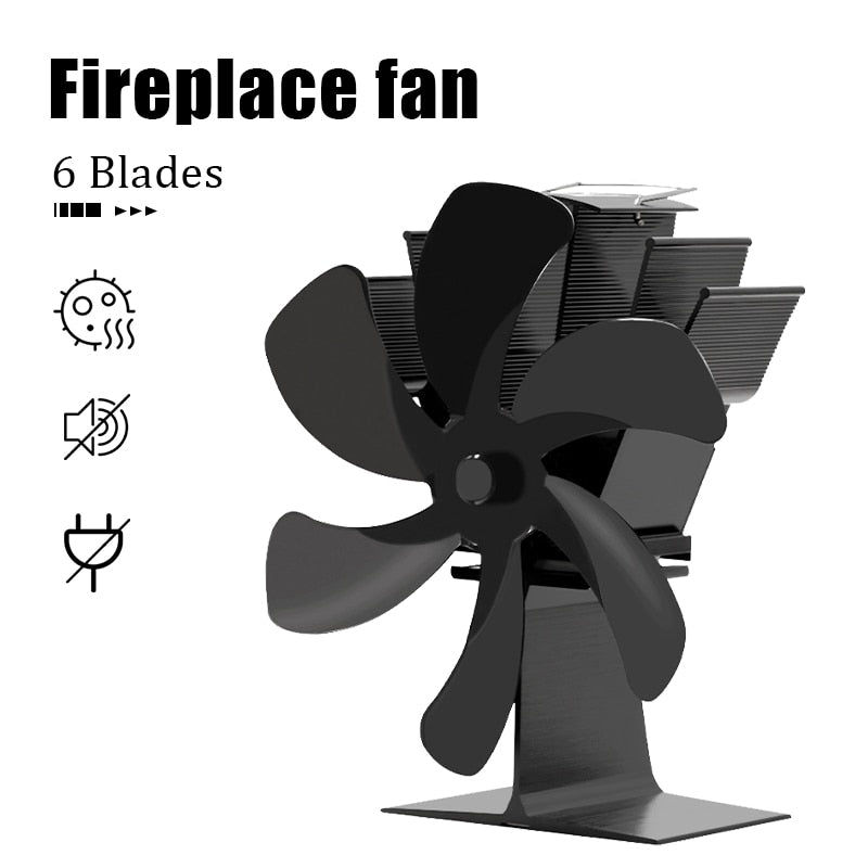 6 Black Fireplace Fans Vertical Thermal Power Log Burners Quiet Family Fireplace Fan Appliances Efficient Heat Distribution