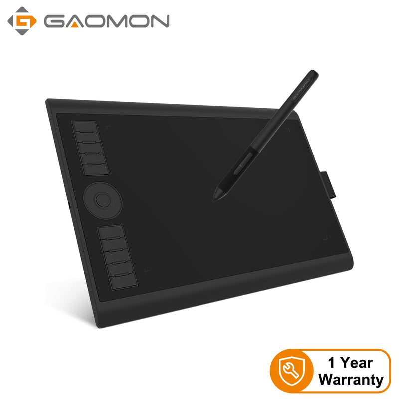 GAOMON M10K PRO 10 x 6,25 Zoll Art Digital Graphic Tablet zum Zeichnen unterstützt Neigungs- und Radialfunktion mit 10 Tastenkombinationen