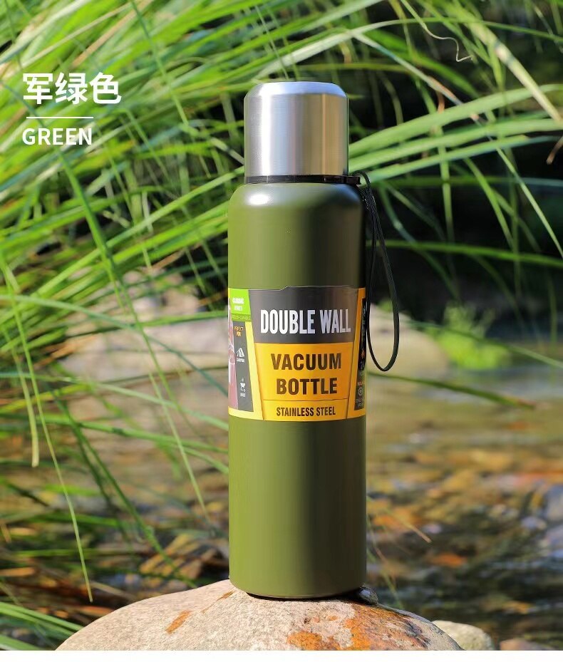 Stainless Steel  Portable Vacuum Flask Insulated Tumbler Bottle Thermos with Rope 500/700/1000/1500ml