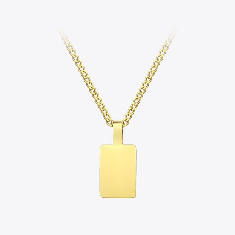 ENFASHION Personalized Engraved Name Necklace Stainless Steel Circle Square Pendant Necklaces For Couples Jewelry Custom PB3010