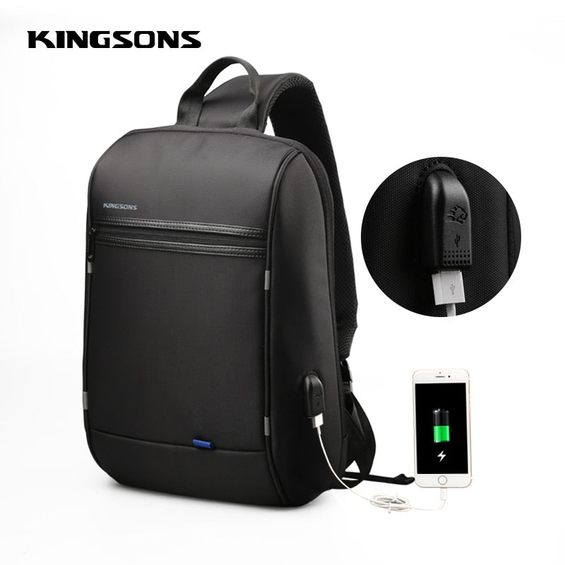 Kingsons, bolso de pecho de 13 pulgadas, bolsos de hombro individuales negros con carga USB, bolsos cruzados de nailon impermeables, bolsos de mensajero, superventas
