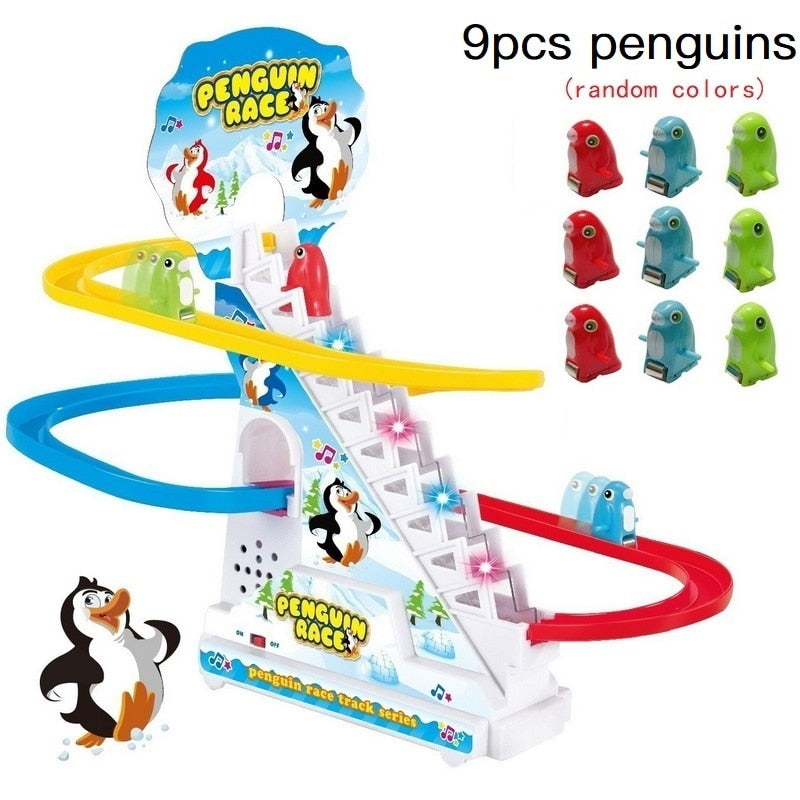 Klettern Treppen Track Spielzeug Cartoon Pinguin Dinosaurier Hund Ente Für Kinder Elektronische Musik Kinder Lustige Jungen Mädchen Geburtstagsgeschenk