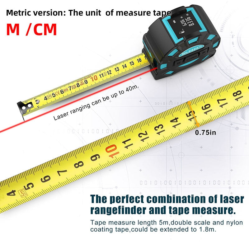 Mileseey DT10 / DT11 Laser Telescopic Tape Measure 2-in-1 Digital Distance Rangefinder with Anti-drop LCD Display,Magnetic Hook