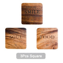 3Pcs Cup Coasters Square Round Wood Drink Coaster Heat Insulation Cup Mat Wooden Mug Coaster Table Placemat Kitchen Accessories