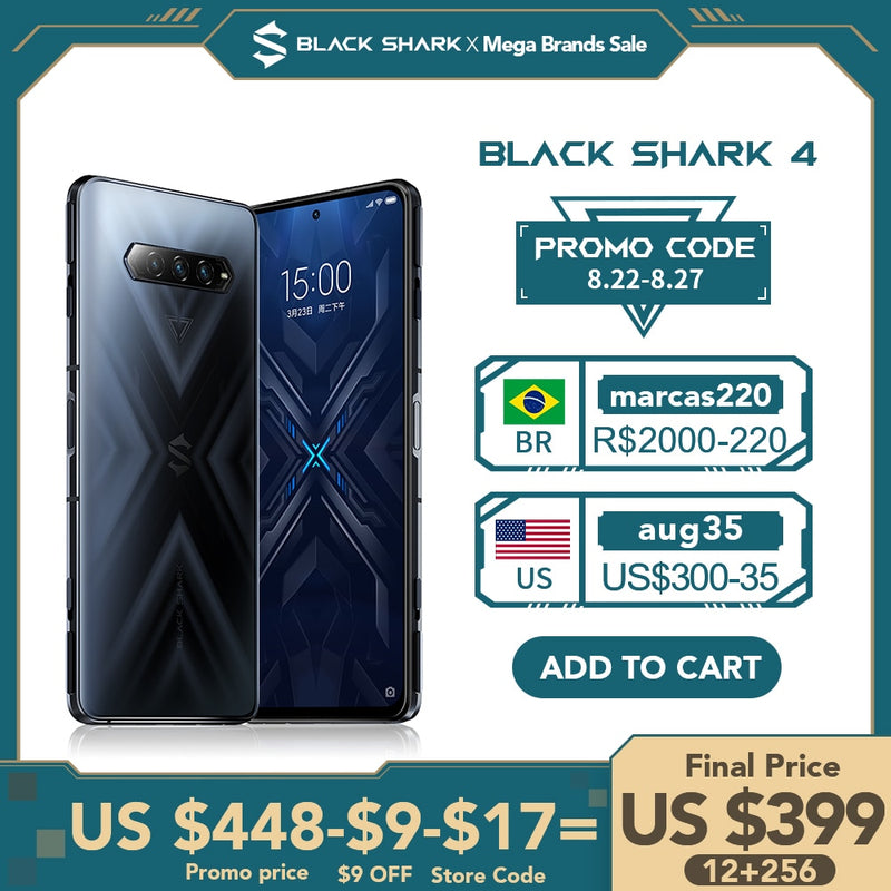 Black Shark 4 5G Teléfono para juegos Versión global Celular NFC Snapdragon 870 Gatillos emergentes magnéticos 144Hz 67W Teléfono celular