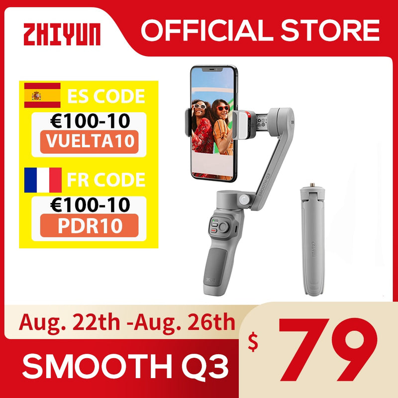 ZHIYUN Official SMOOTH Q3 Gimbal Smartphone 3-Axis Phone Gimbals Estabilizador para iPhone 13 pro max/Xiaomi/Huawei VS DJI OM 5