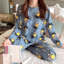 Autumn Thin 2pieces Pyjamas Set Women Sleepwear Lovely Home Suits 2021 Round Neck Girls Teacup SleepwearLong Sleeve Pajamas