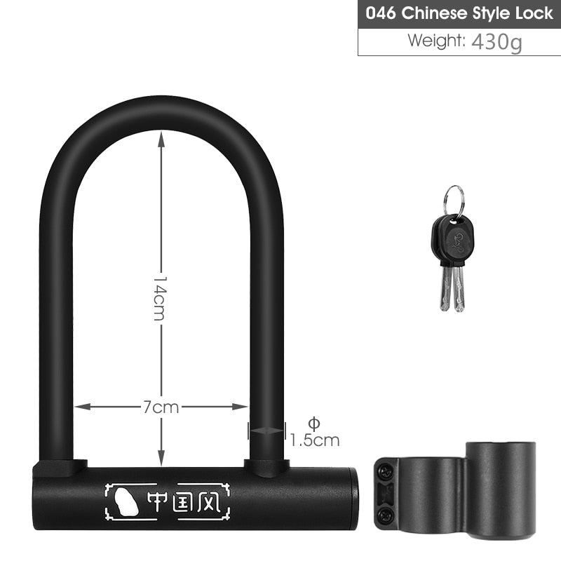 WEST BIKING Bicycle U Lock Anti-theft Steel Cable Security Cycling Lock Motorcycle Electric Scooter MTB Road Bicycle Accessories