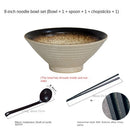Japanese creative tableware set, commercial bamboo hat ceramic bowl, household large ramen, rice, noodles, soup bowl