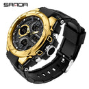 SANDA Brand Men's Watch Military Outdoor Sports Waterproof Watches Dual Display Quartz LED Digital Clock Relogio Masculino