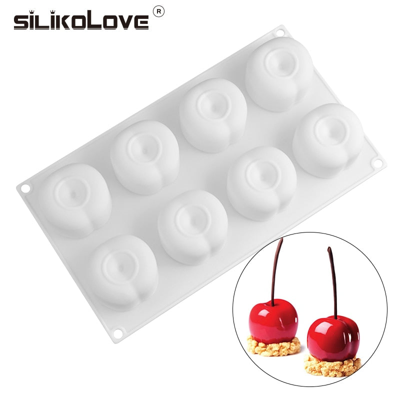 SILIKOLOVE 8 Cavity Cherry Silicone Cake Mold for Baking Pastry Form Cake Decoration Tools