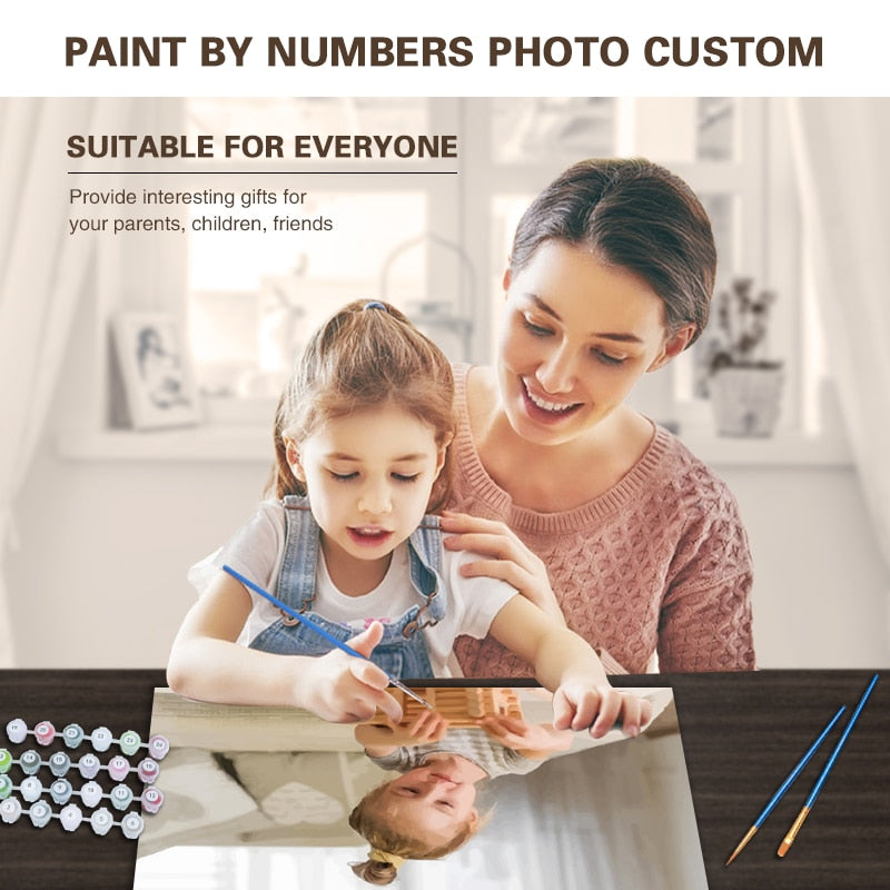 24/36 Farbe Personalisiertes Malen nach Zahlen Foto Custom DIY Ölgemälde nach Zahlen Bild Leinwand Porträt Familie Kinder Foto