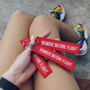 REMOVE BEFORE FLIGHT Wholesale Keychain for Motorcycles and Cars Key Chains Jewelry 100 PCS Aviation Gifts Embroidery Key Chain