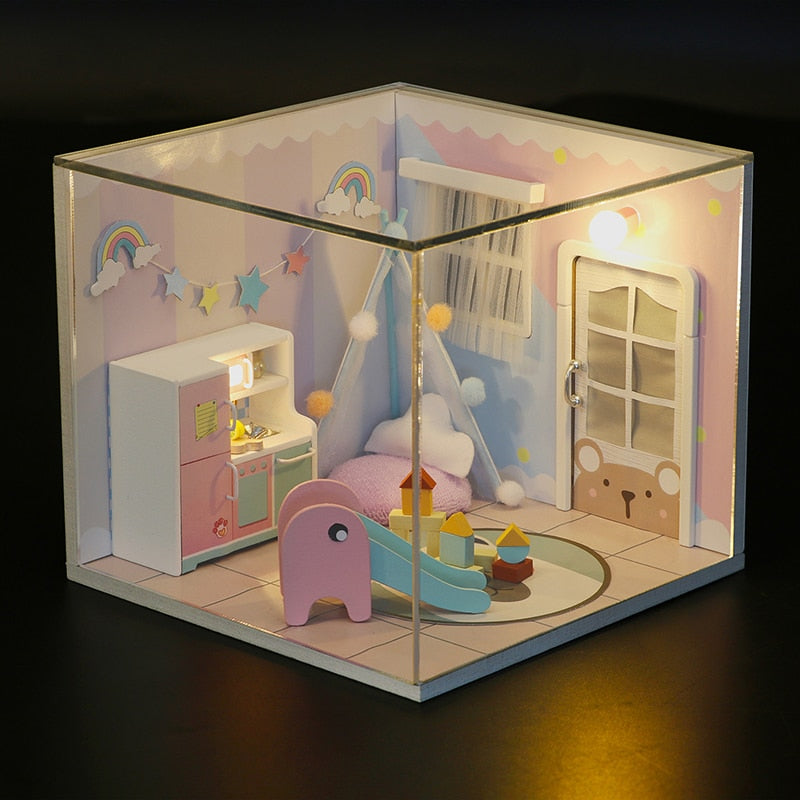 CuteBee Miniatur-Möbel für Puppenhaus-Zubehör, Mini-Haus, Spielzeughaus, DIY-Puppenhaus-Kit, Geschenk für Mädchen, Freunde, Kinder