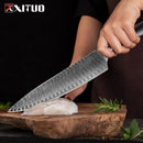 XITUO 8&quot; Professional Chef Knife Japanese Stainless Steel Santoku Kitchen Damascus Laser pattern Vegetable slice meat cleaver CN